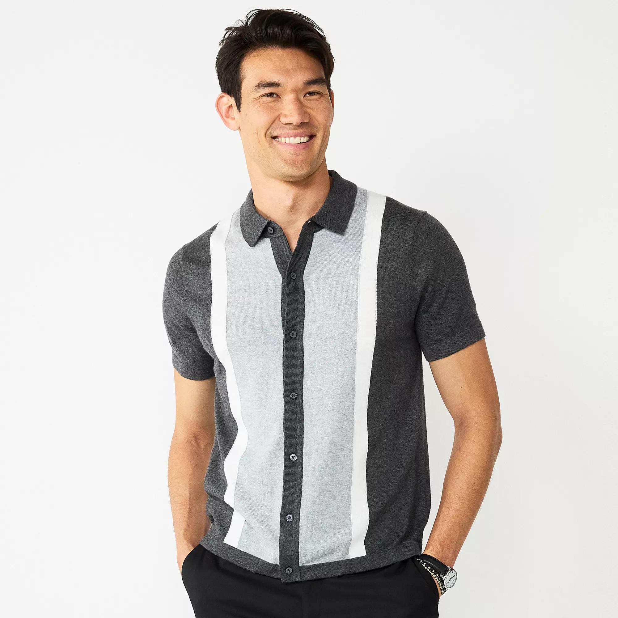 Mens Apt. 9 Button Front Polo Sweater Product Image