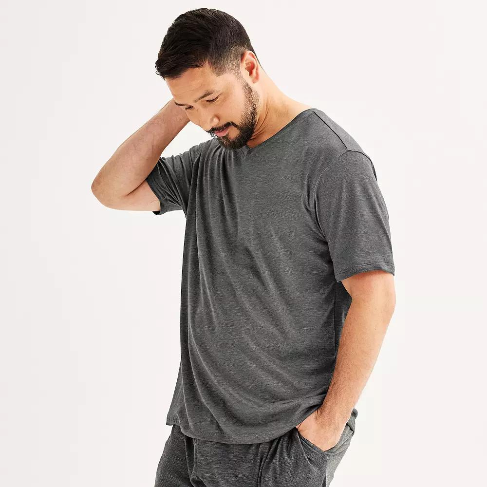 Big & Tall Sonoma Goods For Life® Supersoft V-Neck Pajama Shirt, Men's, Size: 2XB, Medium Gray Space Dye Product Image