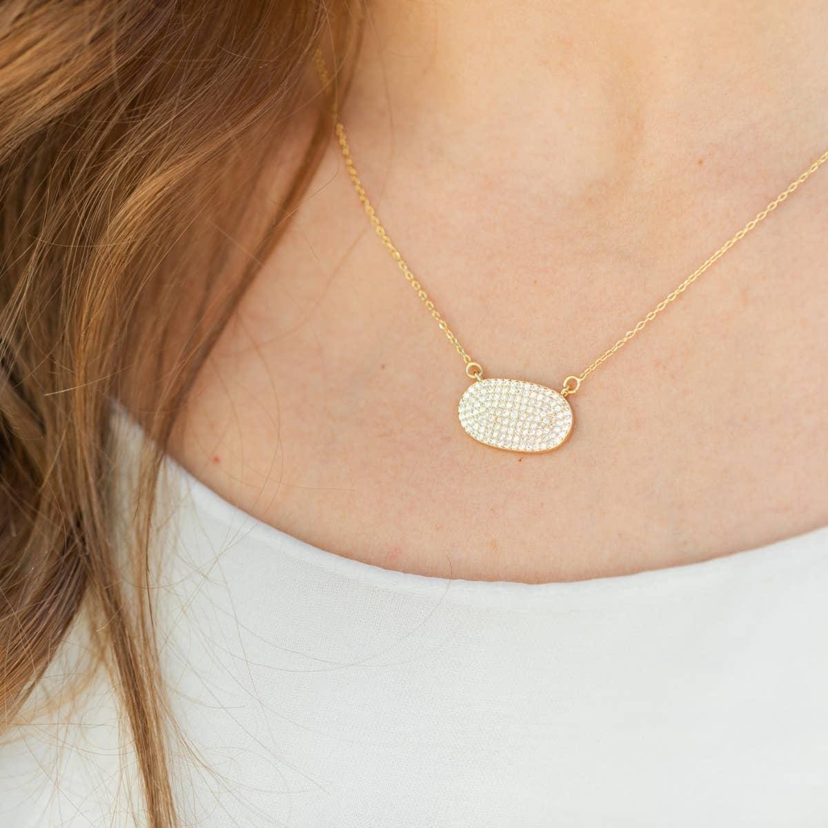 Unity Pave Oval Pendant Necklace Product Image