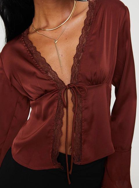 Hunton Long Sleeve Top Brown Product Image