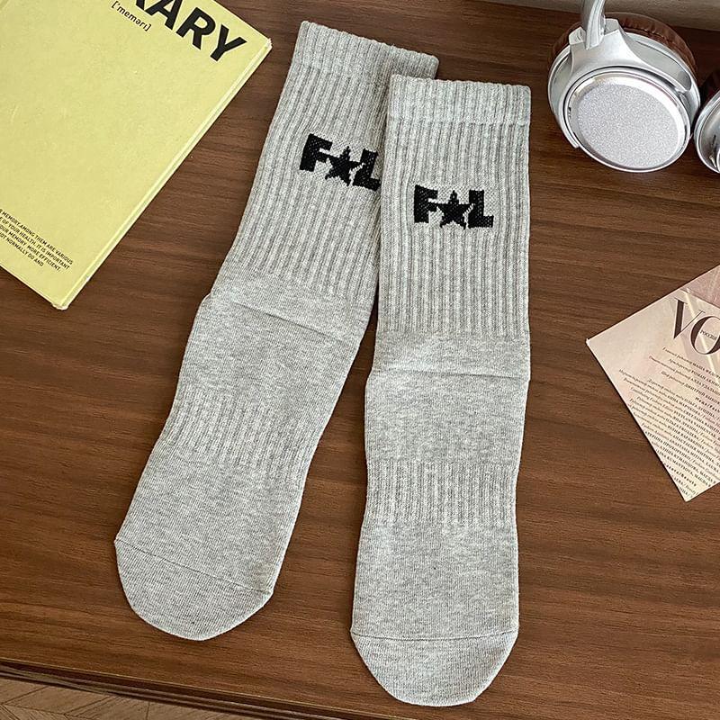 Lettering Ribbed Socks / Set Product Image