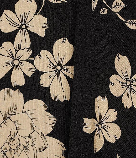 JOHNNY WAS Redland Favorite Bamboo Stretch Knit Floral Print V-Neck Short Sleeve Tee Shirt Product Image