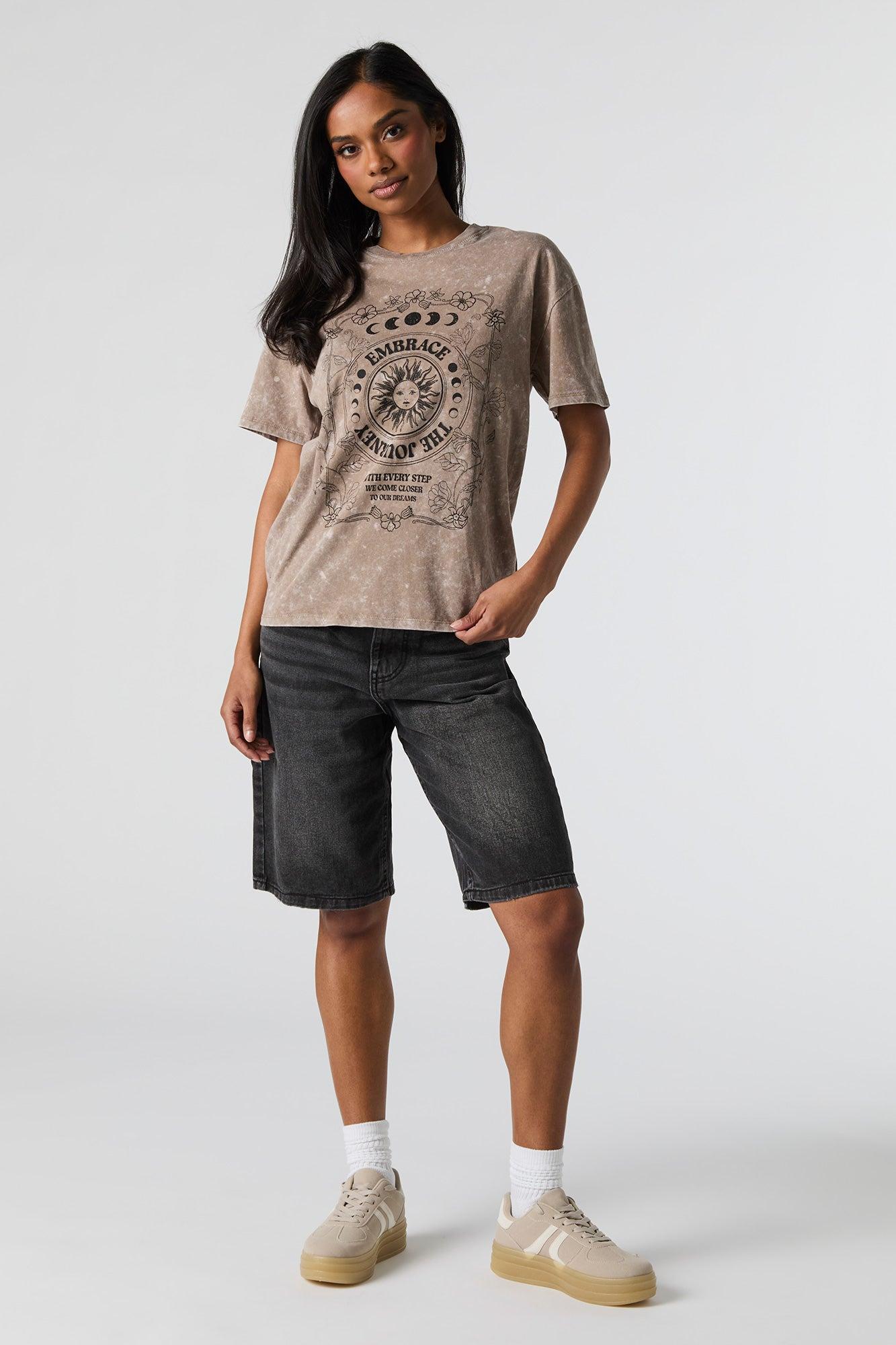Embrace The Journey Graphic Washed Boyfriend T-Shirt Female Product Image