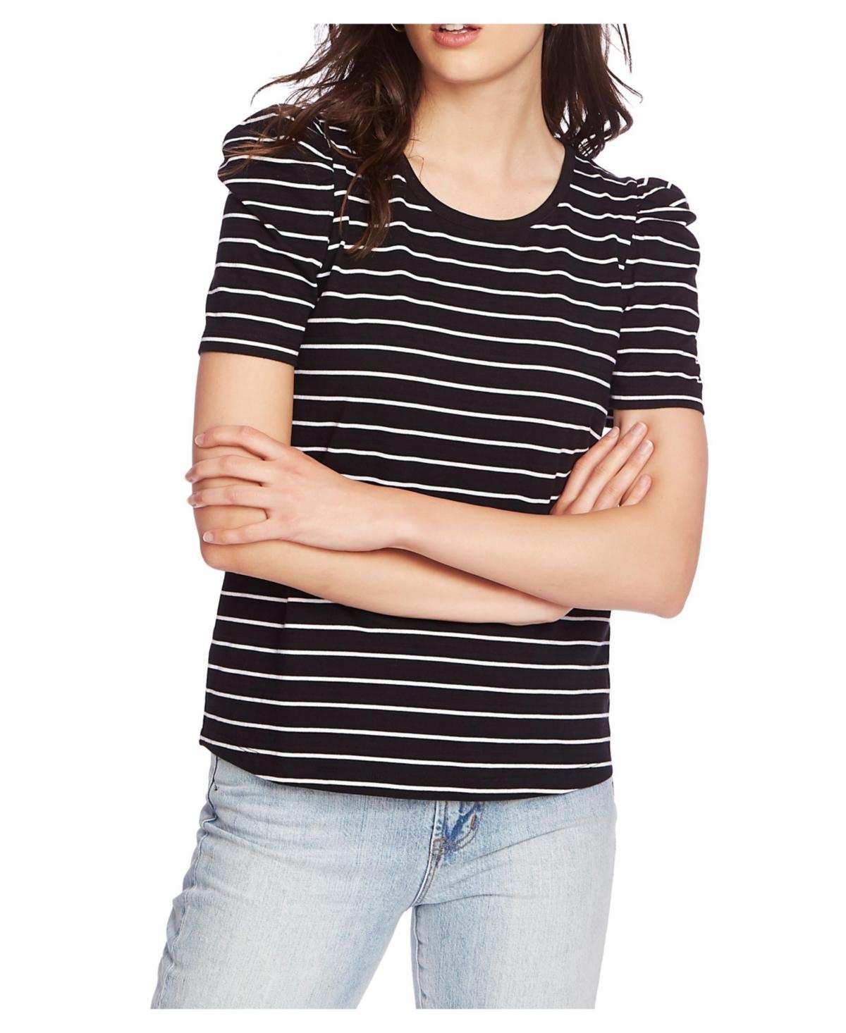 Court & Rowe Womens Short Sleeve Classic Stripe Puff Sleeve T-shirt Product Image