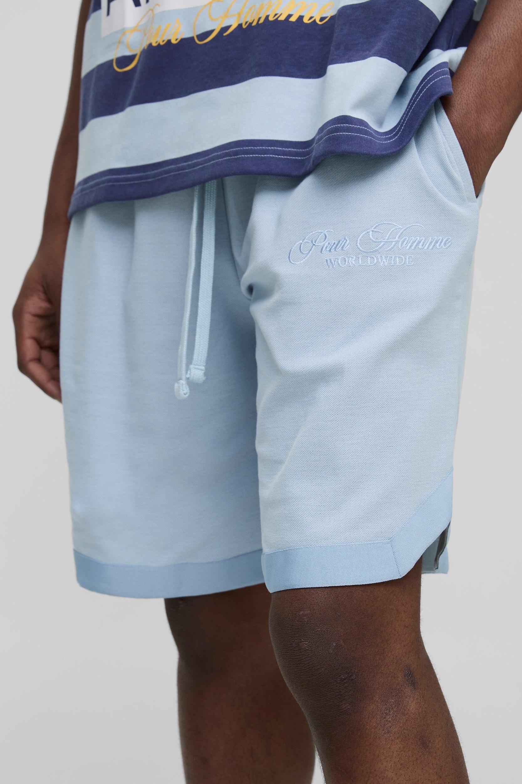 Homme Mid Length Pique Basketball Shorts | boohooMAN USA Product Image