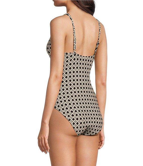 Alex Marie Signature Sculpt Geo Lattice V-Neck One Piece Swimsuit Product Image