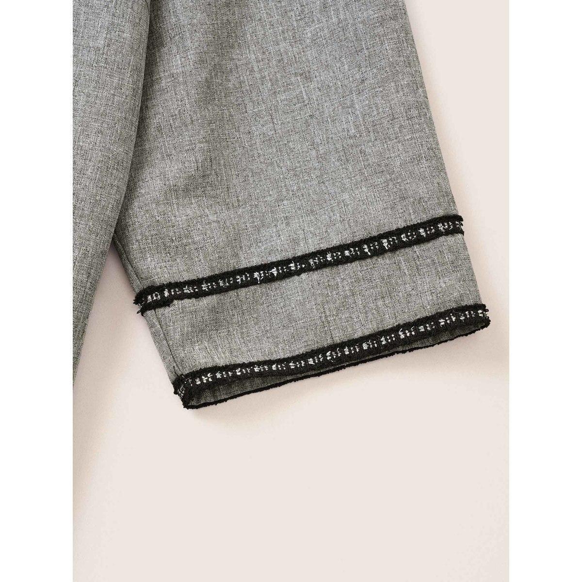 Plus Size Shirt Collar Patchwork Contrast Belted Dress Gray Women At the Office Non Shirt collar Elbow-length sleeve Curvy Midi Dress BloomChic 26/4X Product Image