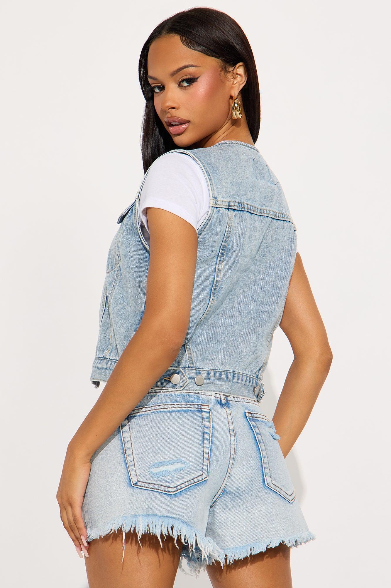Keep It Simple Denim Vest - Light Wash Product Image