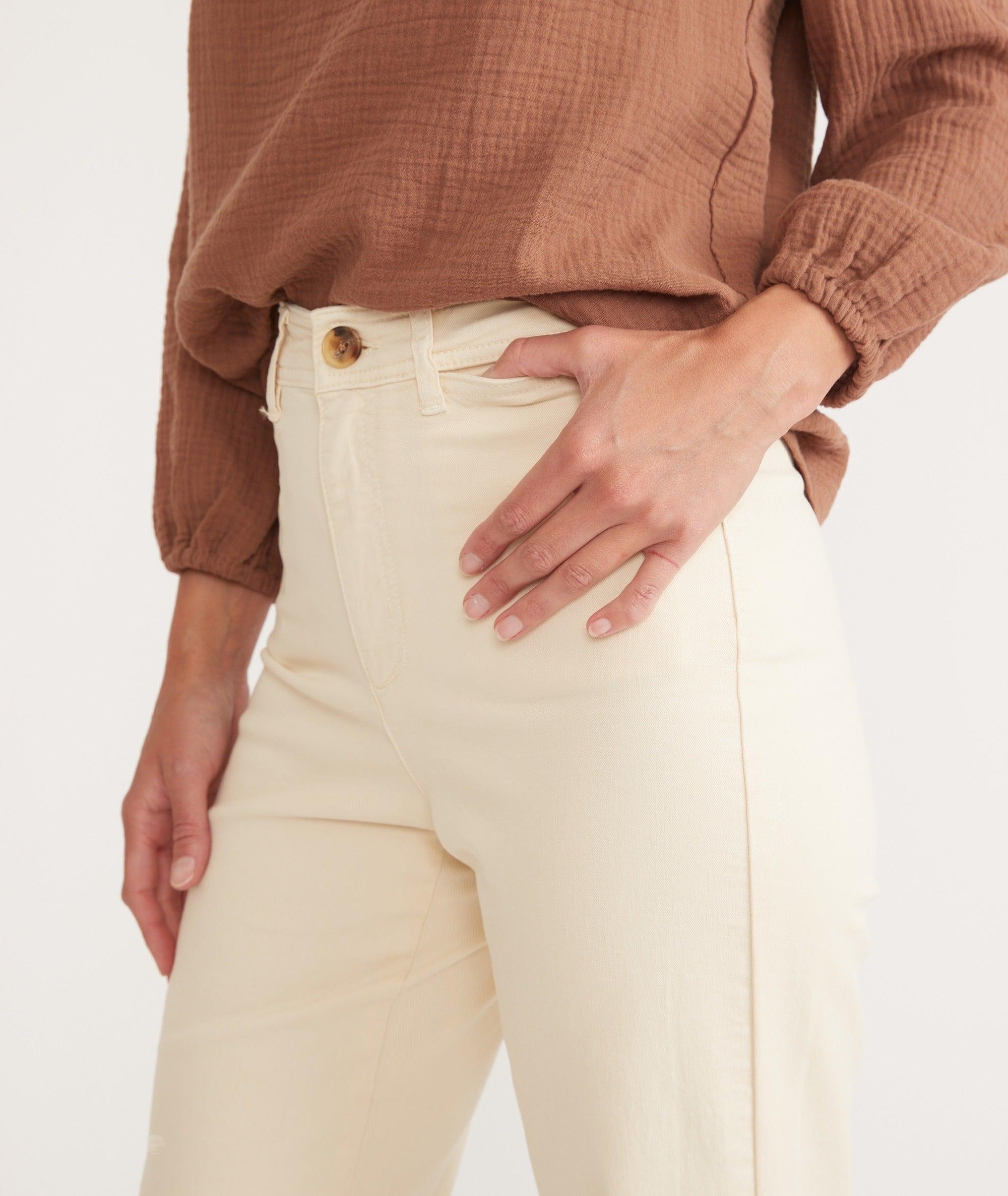 Full Length Raw Edge Bridget Pant in Cream Product Image