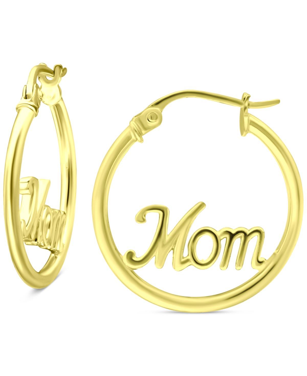 Aleure Precioso Sterling Silver "Mom" Center Hoop Earrings, Women's, Gold Tone Product Image