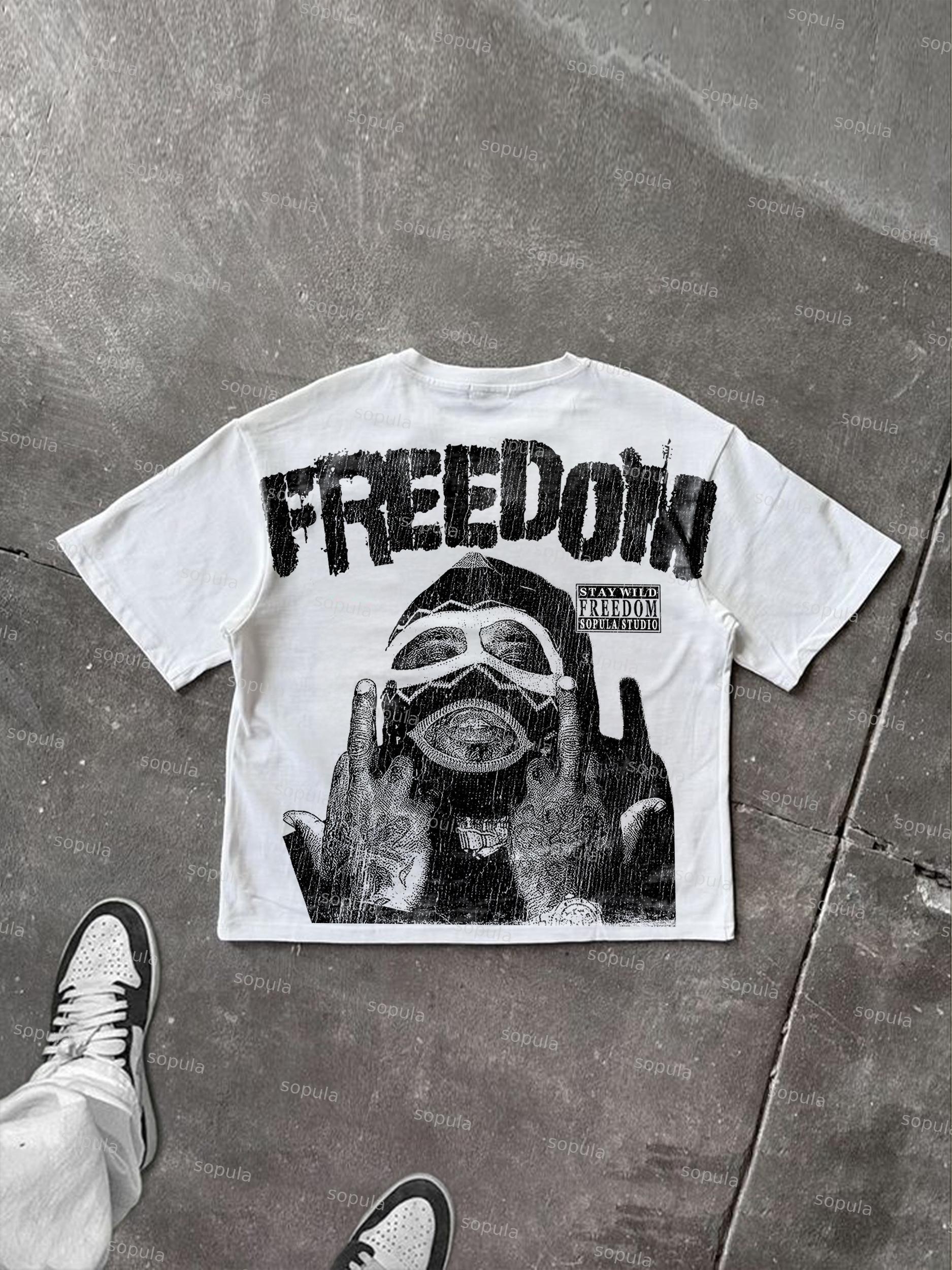 Men's Freedom Street Portrait Print Cotton T-shirt Product Image