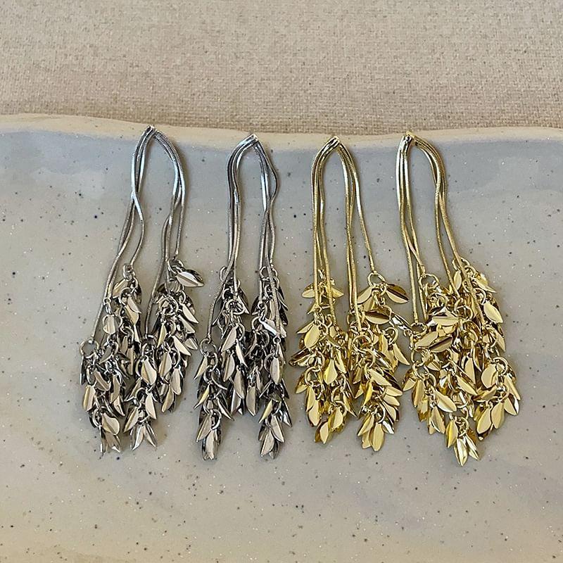 925 Sterling Silver Leaf Dangle Earring Product Image