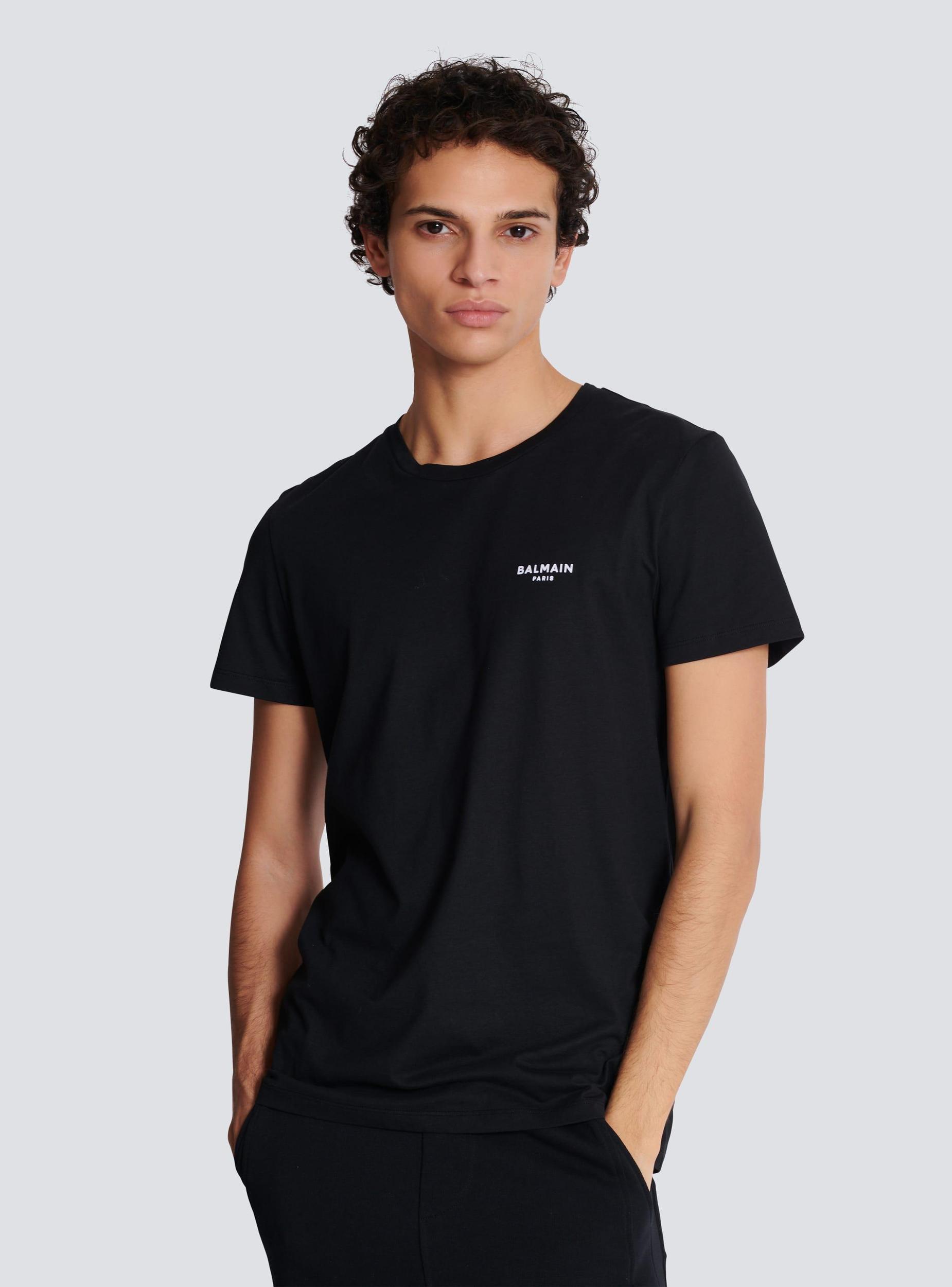 Balmain Paris flocked short-sleeved T-shirt Product Image