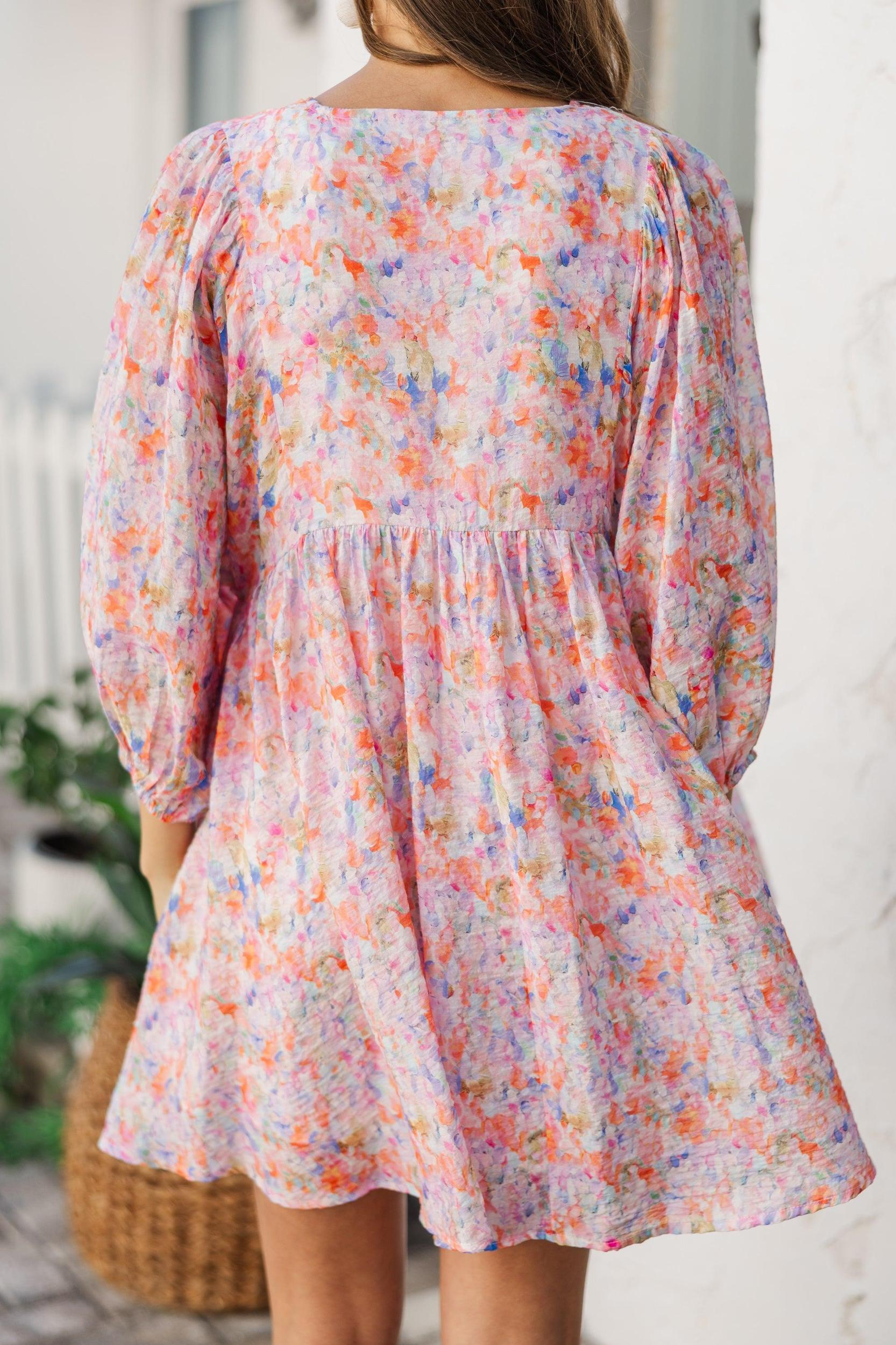 Through The Years Pink Watercolor Babydoll Dress Female Product Image
