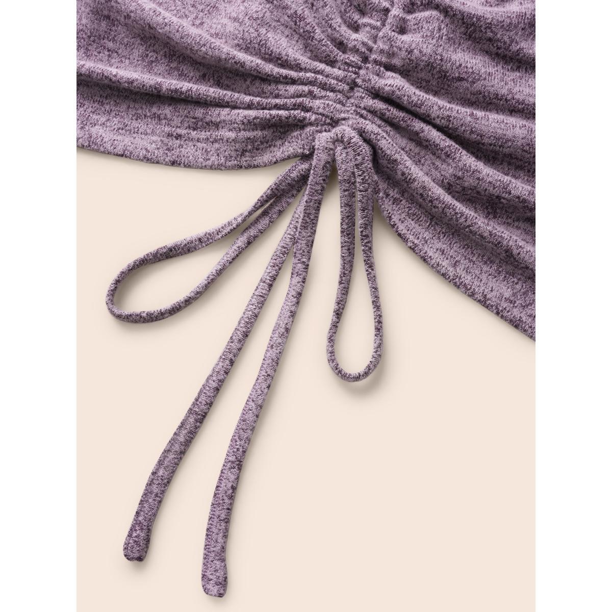 Plus Size Crew Neck Heather Drawstring T-shirt Deeppurplered Women Casual Drawstring Round Neck Bodycon Everyday T-shirts BloomChic 18-20/2X Product Image