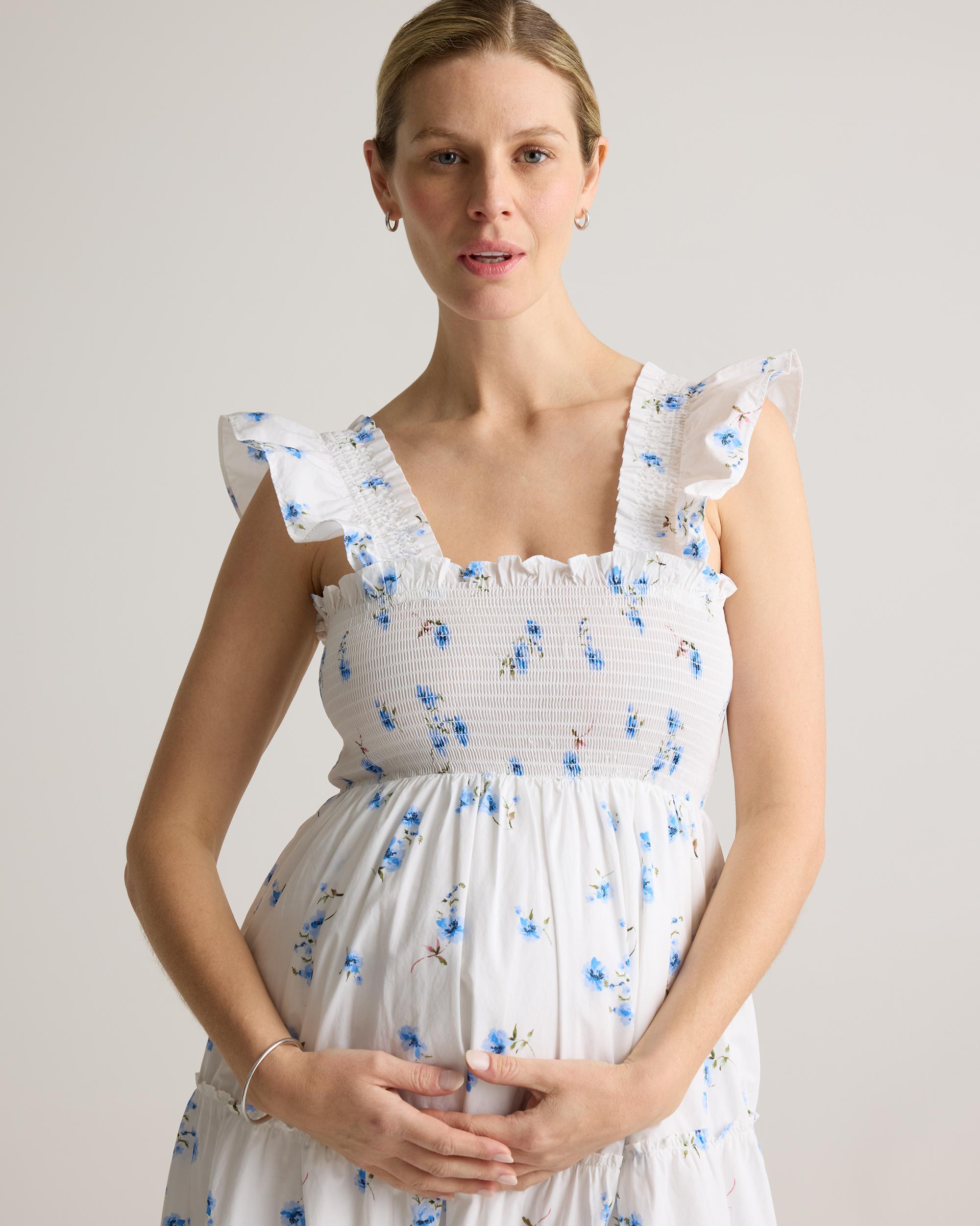 Quince | Women's Poplin Maternity Smocked Midi Dress Size XL, Organic Cotton Product Image