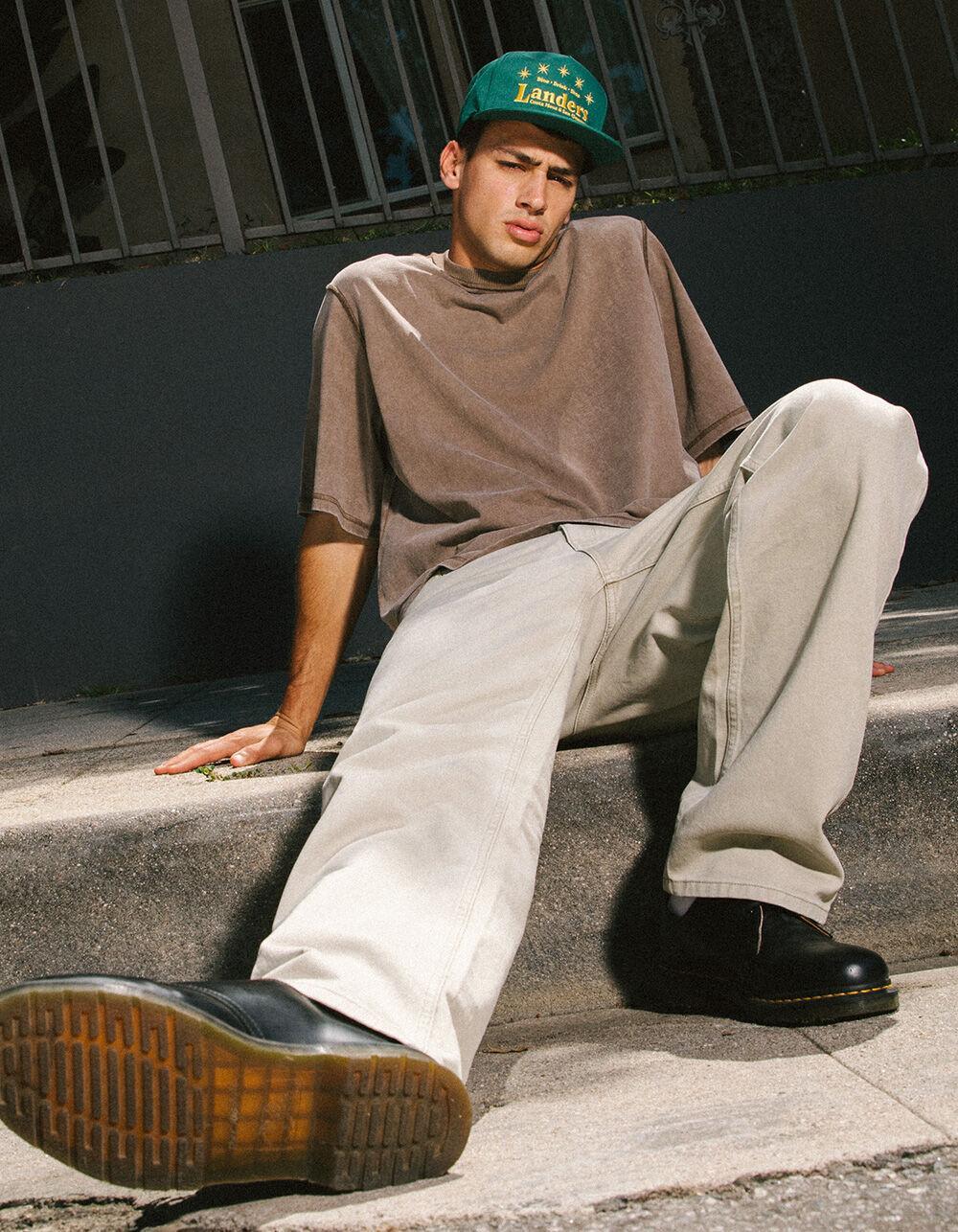RSQ Mens Vintage Wash Boxy Tee - OLIVE Product Image
