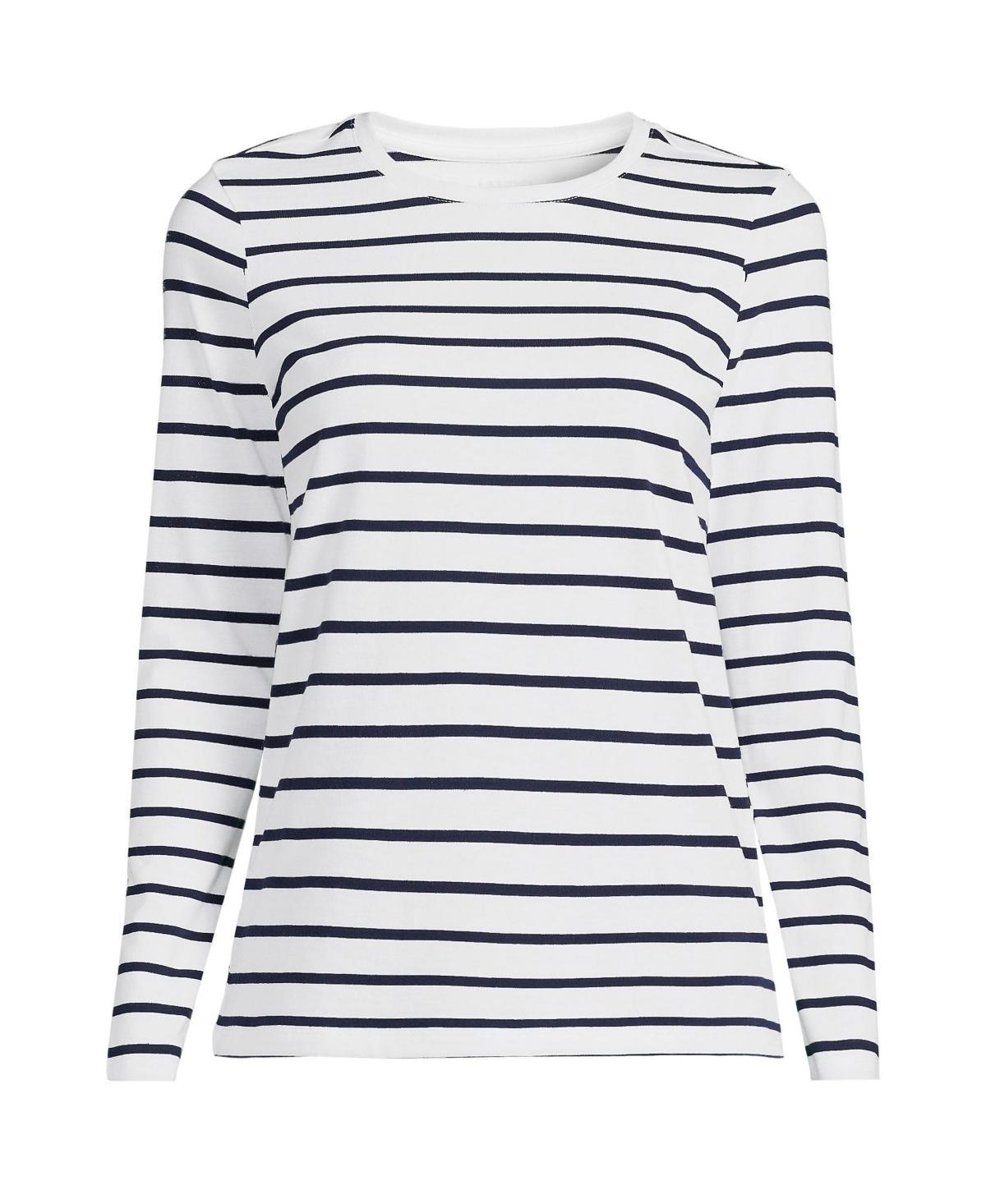 Petite Lands' End Relaxed-Fit Supima Long Sleeve Cotton Crewneck Tee, Women's, Size: XS Petite, Black Product Image