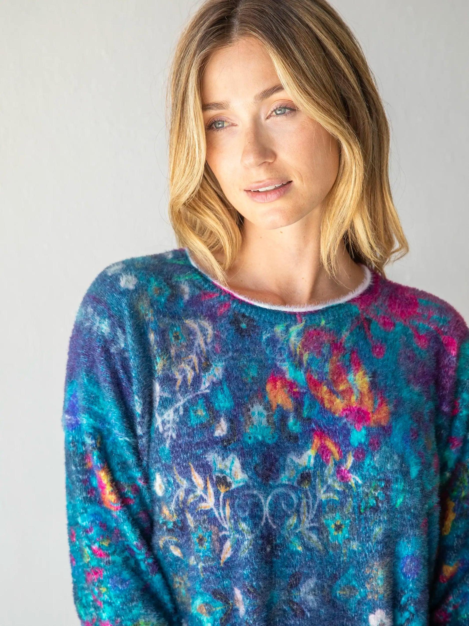 Cashmere-like Pullover Sweater - Indigo Borders Product Image