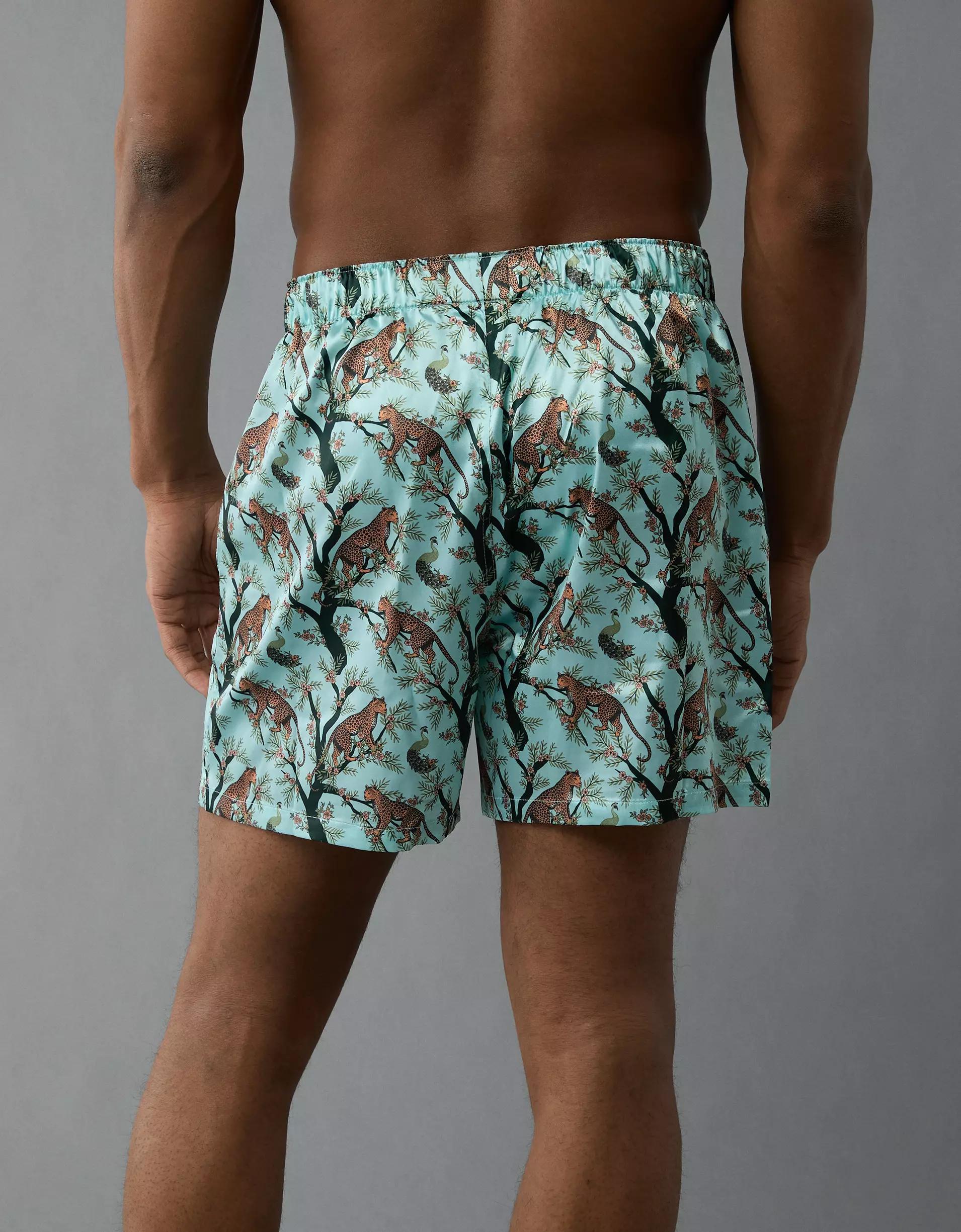 AEO Men's Tropical Leopards Satin Pocket Boxer Short Product Image