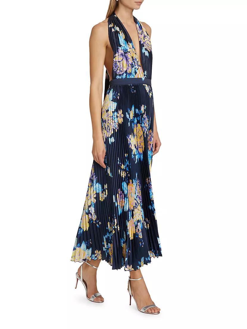 Moderniste Floral Plissé Halter Gown Product Image