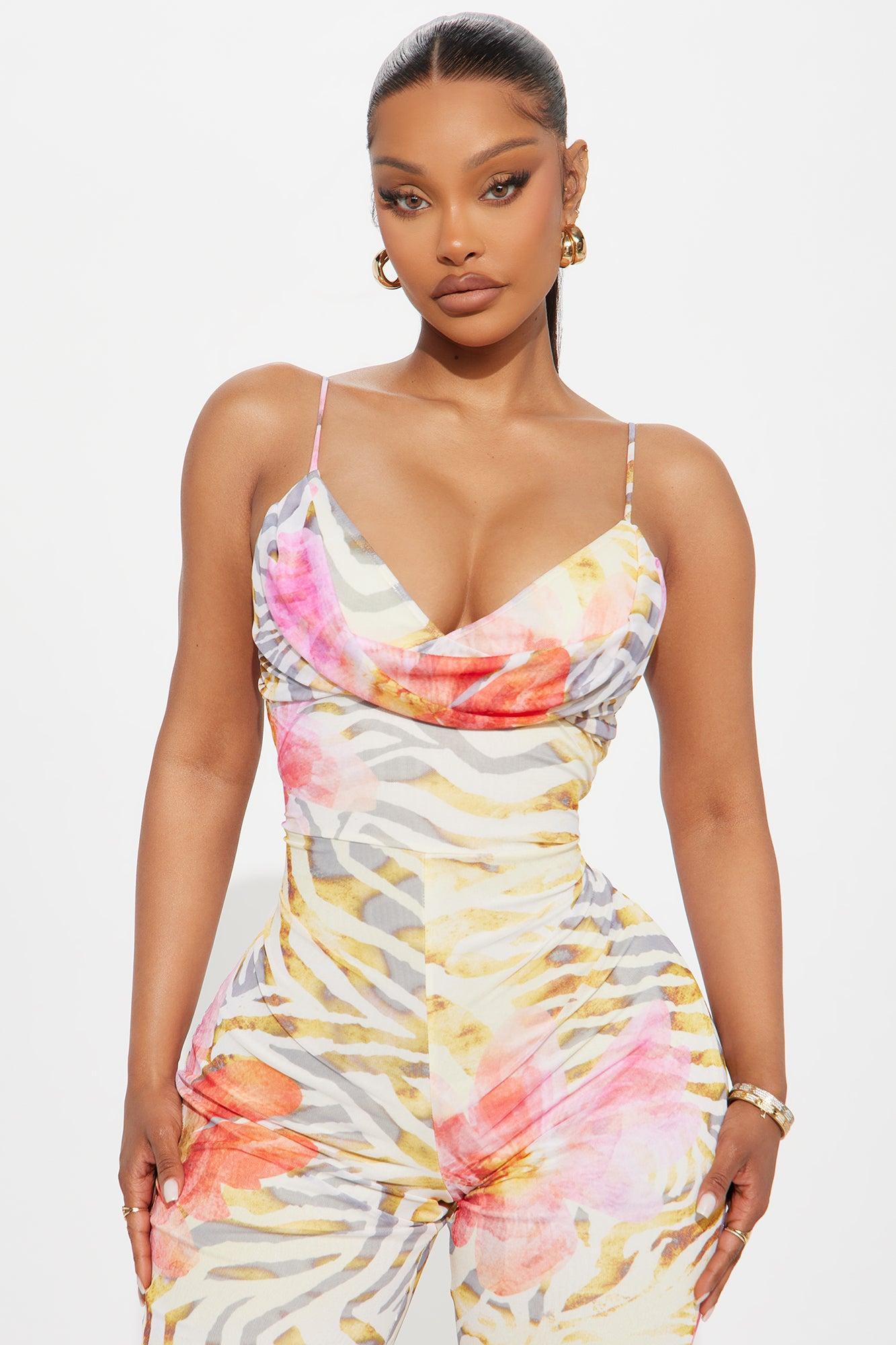 Dance In The Sand Mesh Halter Jumpsuit - Yellow/combo Product Image