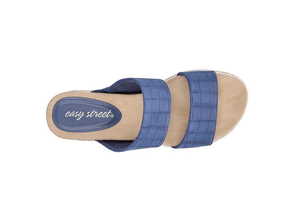 Easy Street Maryann Womens Wedge Sandals Blue Croco Product Image