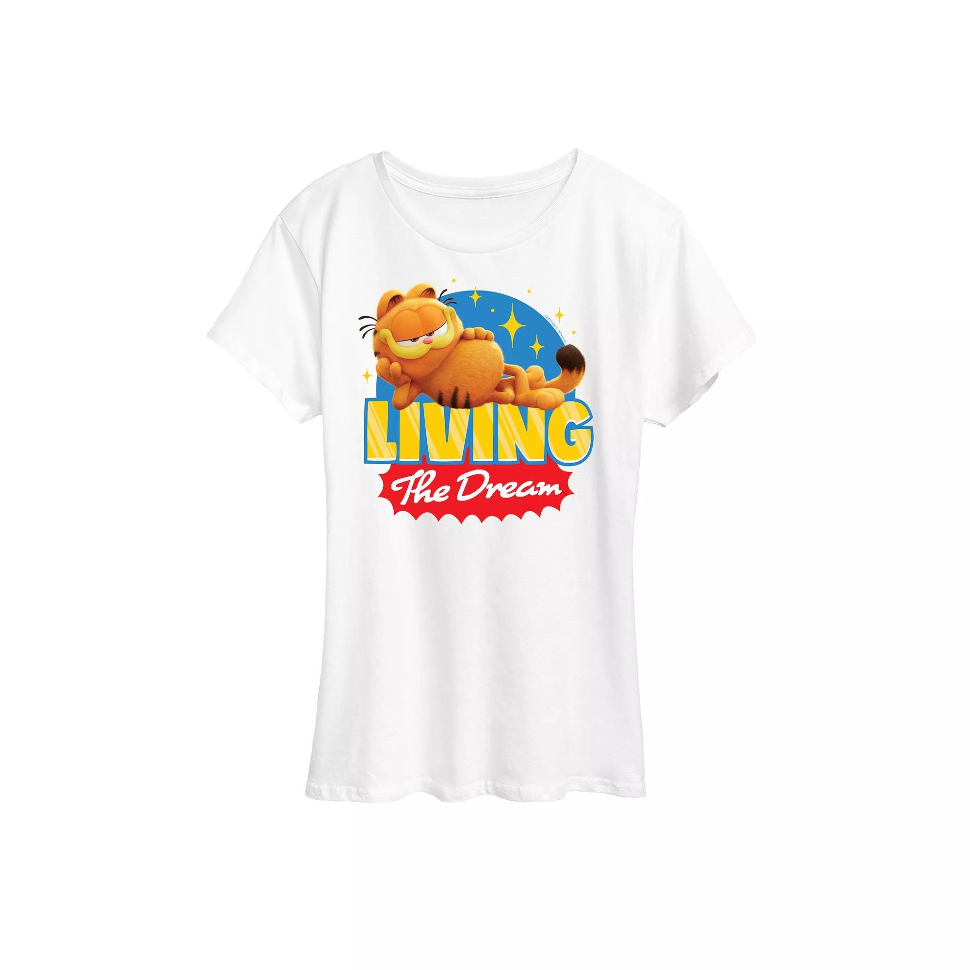Womens The Garfield Movie Living The Dream Graphic Tee Grey Gray Product Image