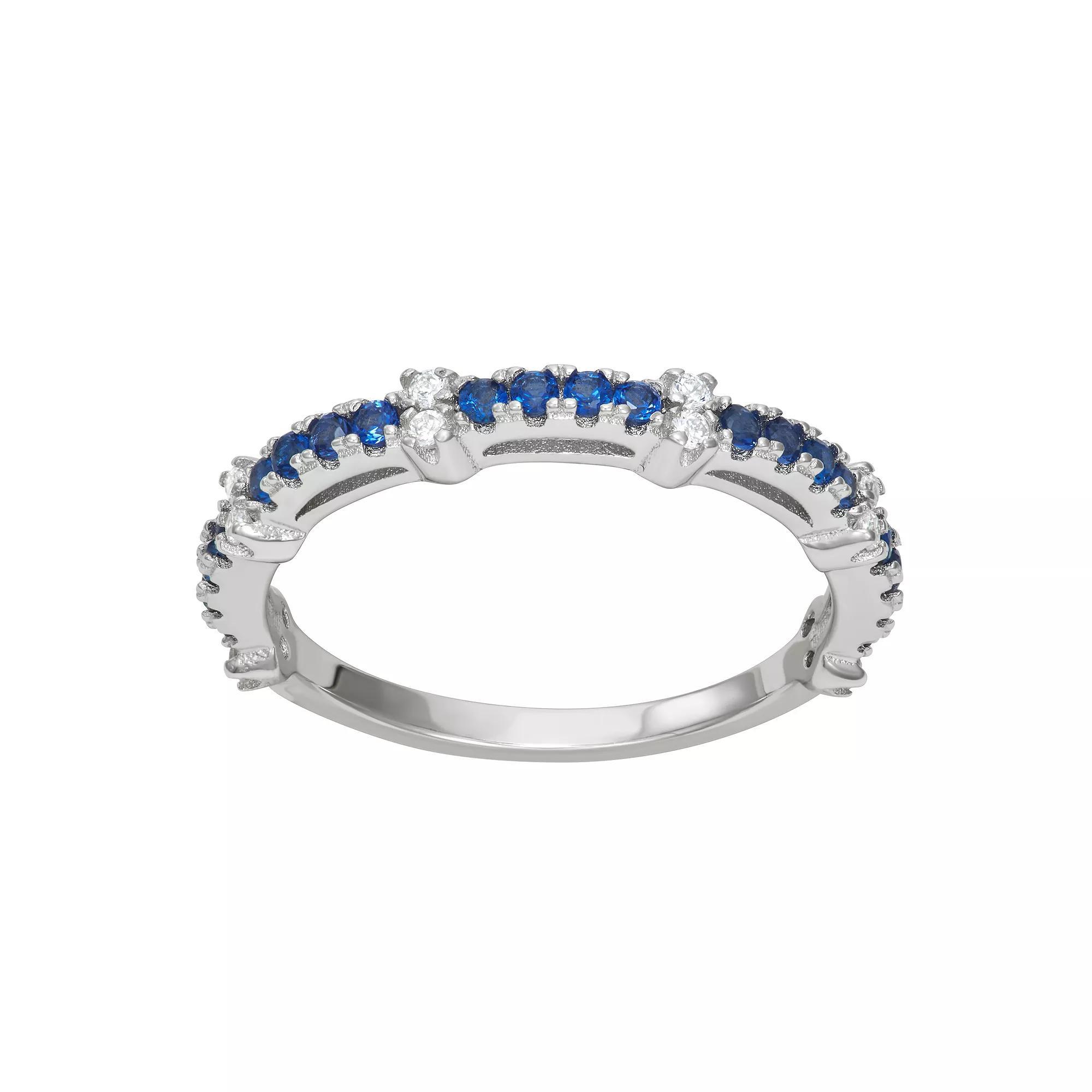 Sterling Silver Lab-Created Blue Spinel & Cubic Zirconia Ring, Women's, Size: 6 Product Image