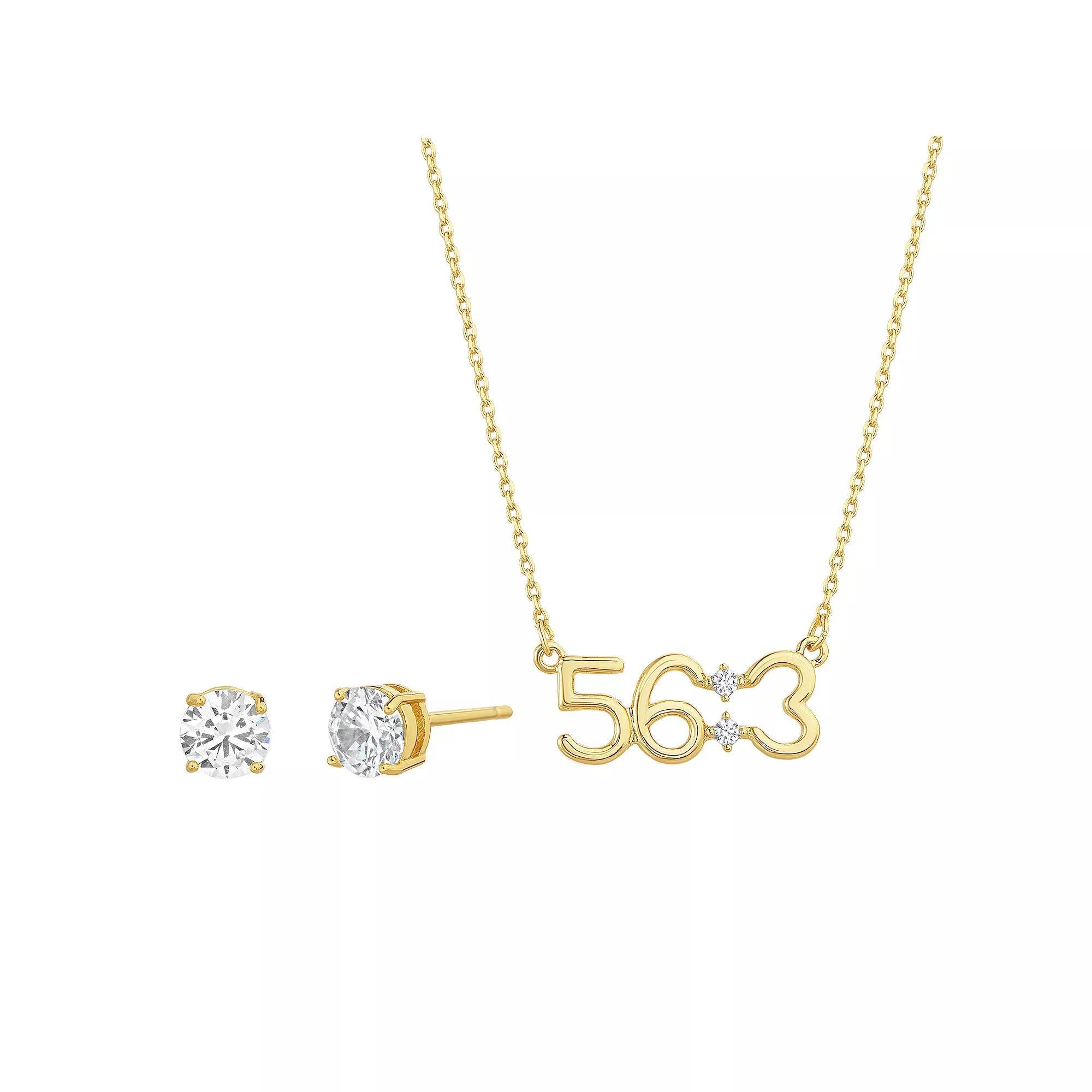 Guided by Faith 14k Gold Plated "Psalms 56:3" Bible Verse Necklace with Cubic Zirconia Stud Earrings, Women's, Size: 18", Gold Tone Product Image