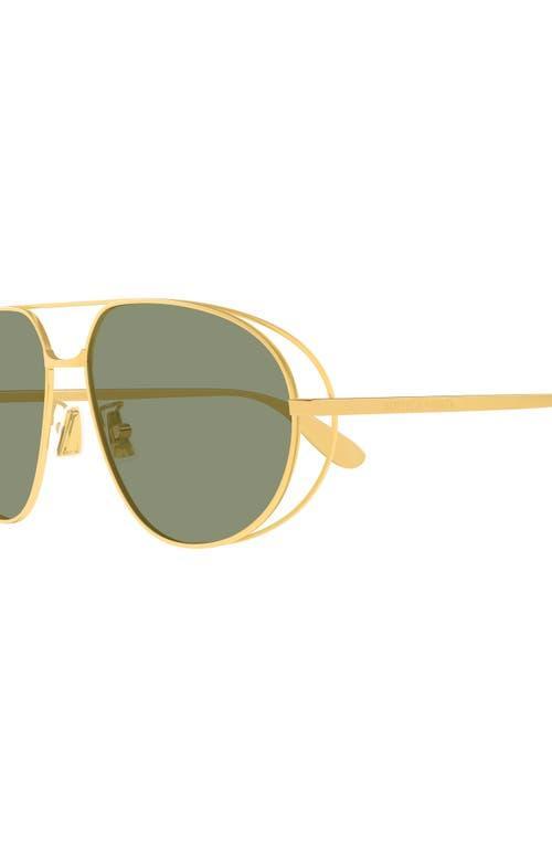 BOTTEGA VENETA Cutout Metal Aviator Sunglasses In Shiny Gold Btv Product Image