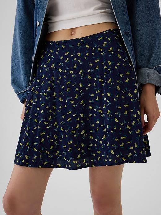 Crepe Floral Mini Skirt Product Image