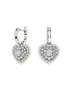 Swarovski Hyperbola Pearl Heart Crystal Drop Earrings Product Image