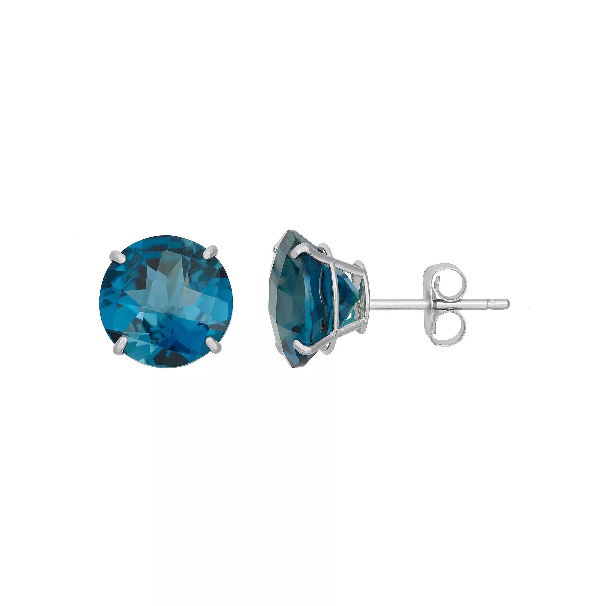 Designs by Gioelli London Blue Topaz 10k White Gold Stud Earrings, Women's Product Image