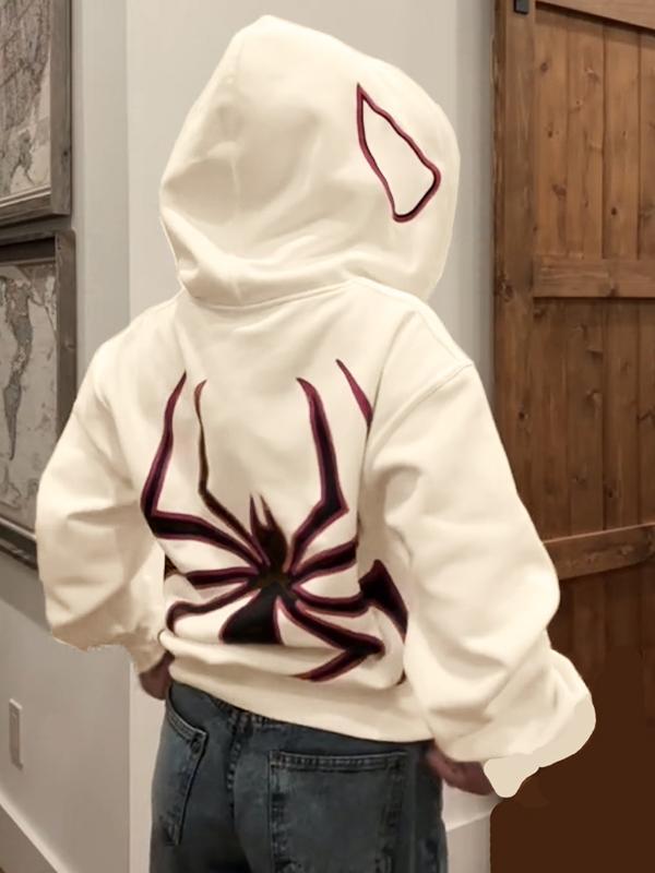 Punk Spider Print Oversized Hoodie Product Image