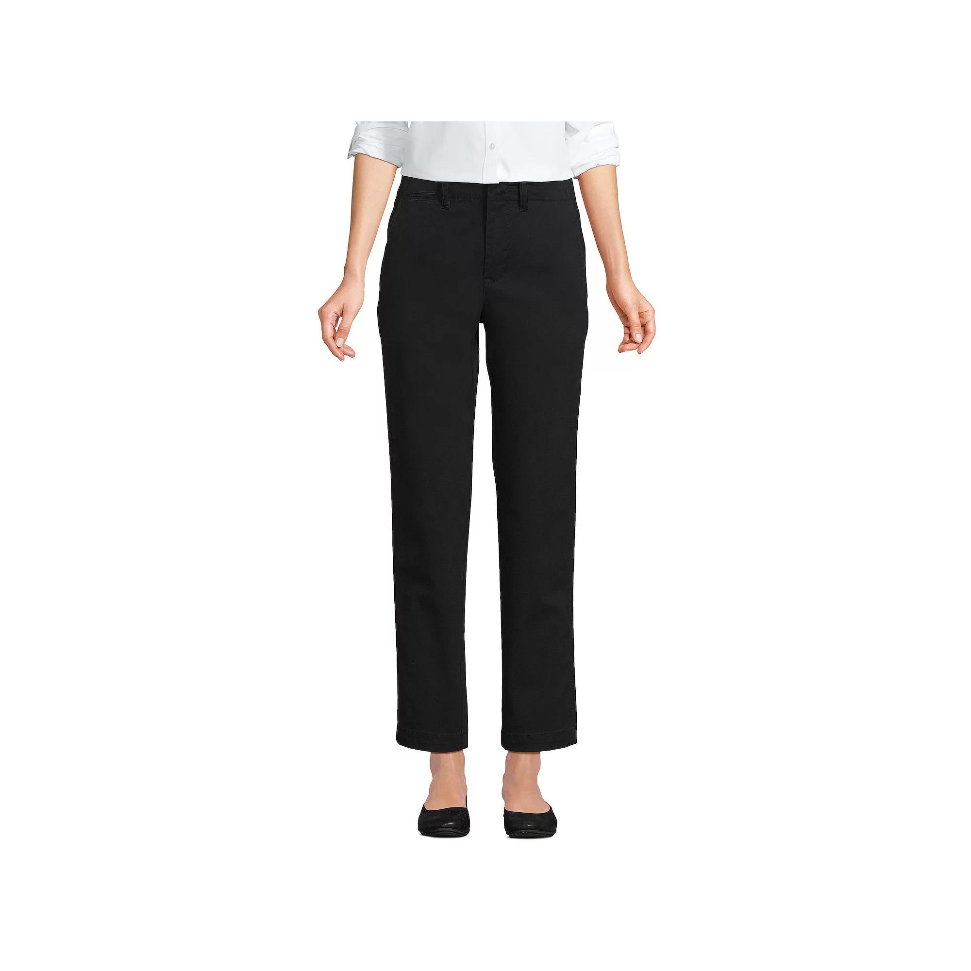 Women's Lands' End Mid Rise Classic Straight Leg Chino Ankle Pants, Size: 8, Black Product Image