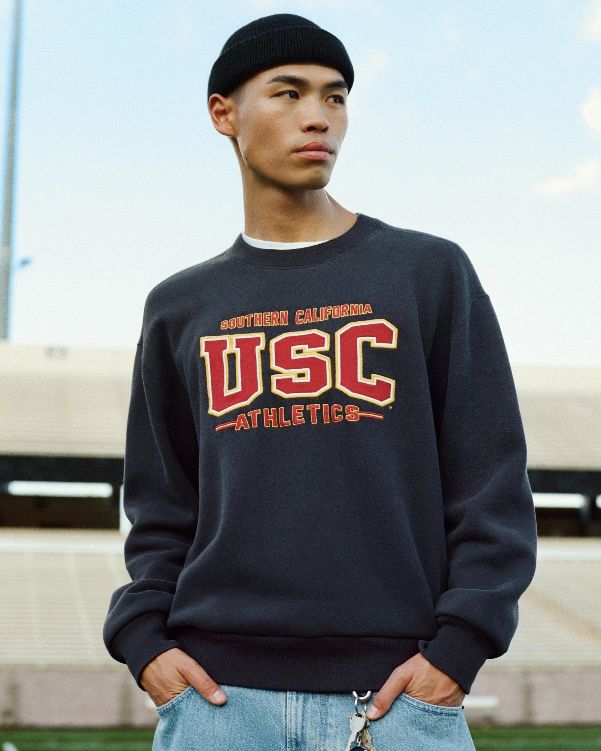 Boxy USC Athletics Graphic Crew Sweatshirt Product Image