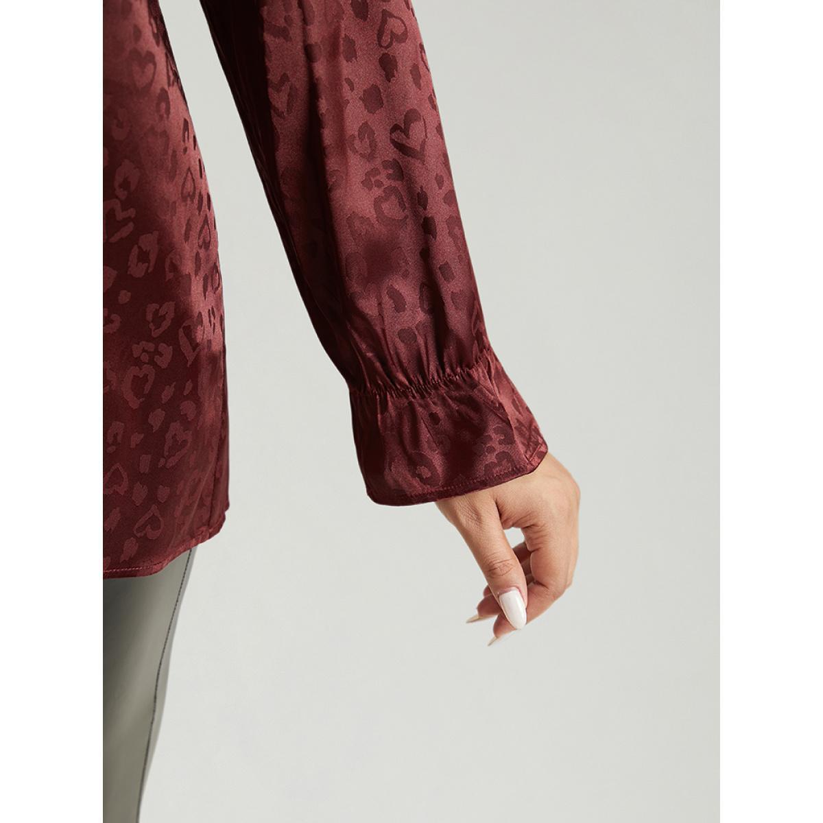 Plus Size Scarlet Solid Knot Neck Frill Trim Flutter Sleeve Blouse Women Glamour Long Sleeve Tie Neck Festival-Christmas Blouses BloomChic 30/6X Product Image