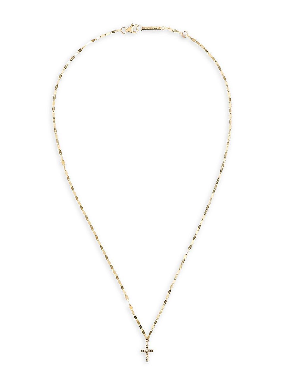 Womens Flawless 14K Yellow Gold & 0.06 TCW Diamond Mini Cross Pendant Necklace Product Image