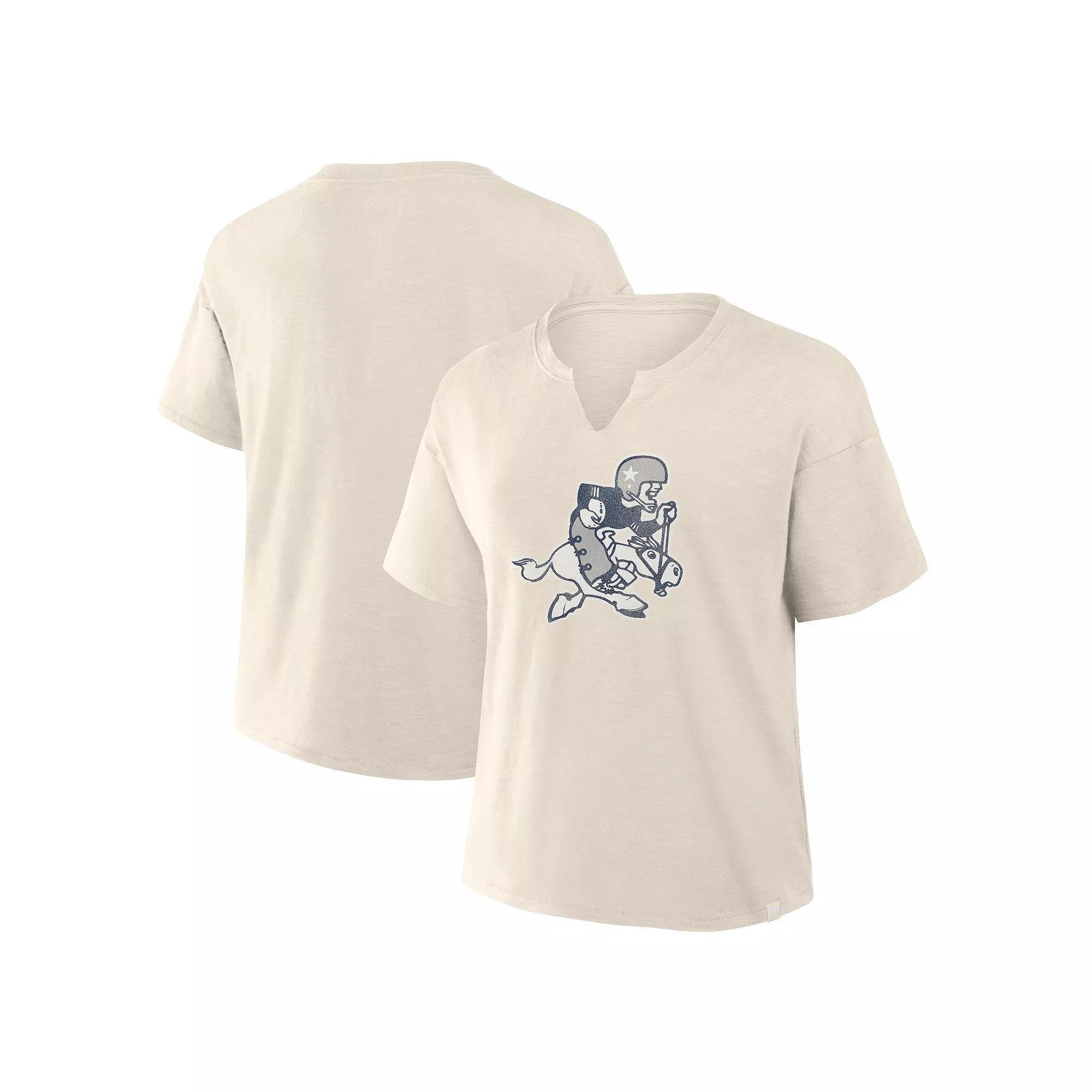 Women's Fanatics Cream Dallas Cowboys Slub V-Neck T-Shirt, Size: 2XL, Beige Product Image