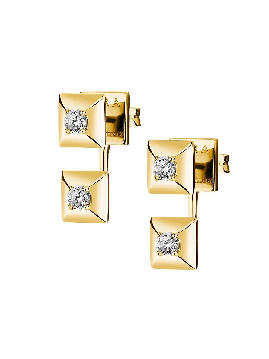 Womens Double Mini 18K Yellow Gold & 0.172 TCW Diamond Ear Jacket Product Image