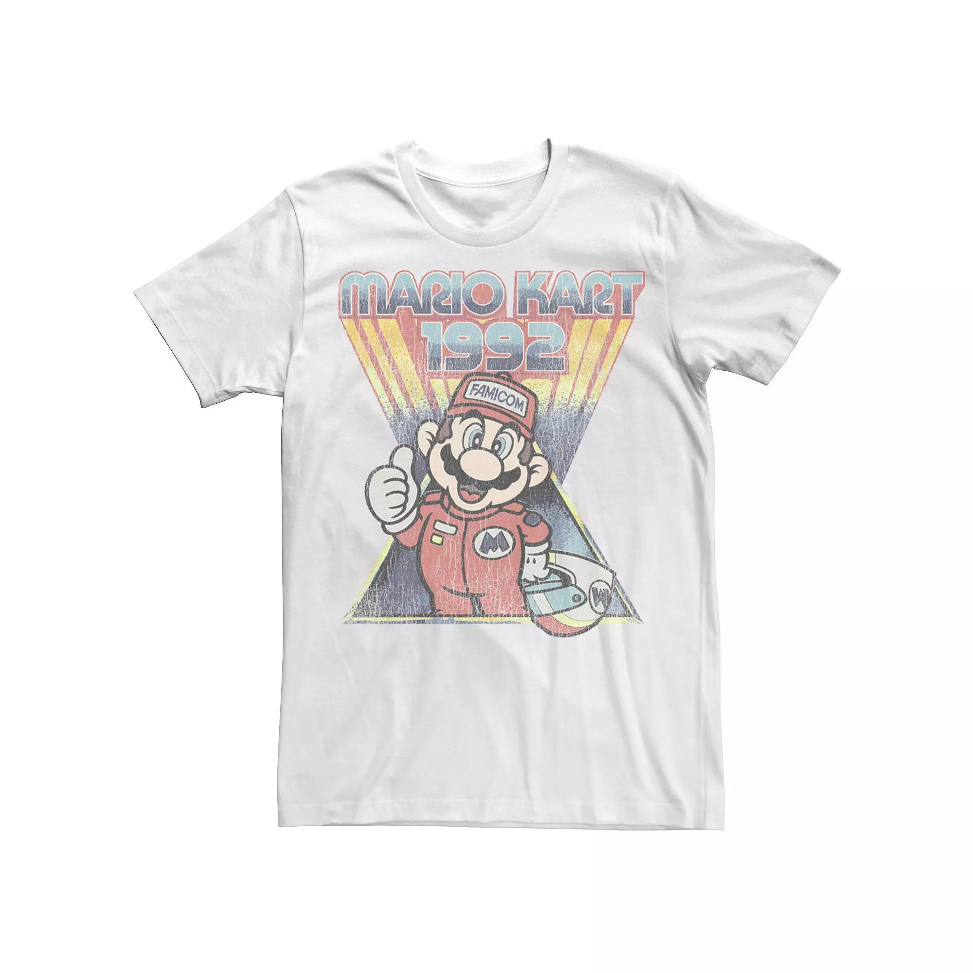 Men's Mario Kart 1992 Retro Portrait Tee, Size: Medium, White Product Image