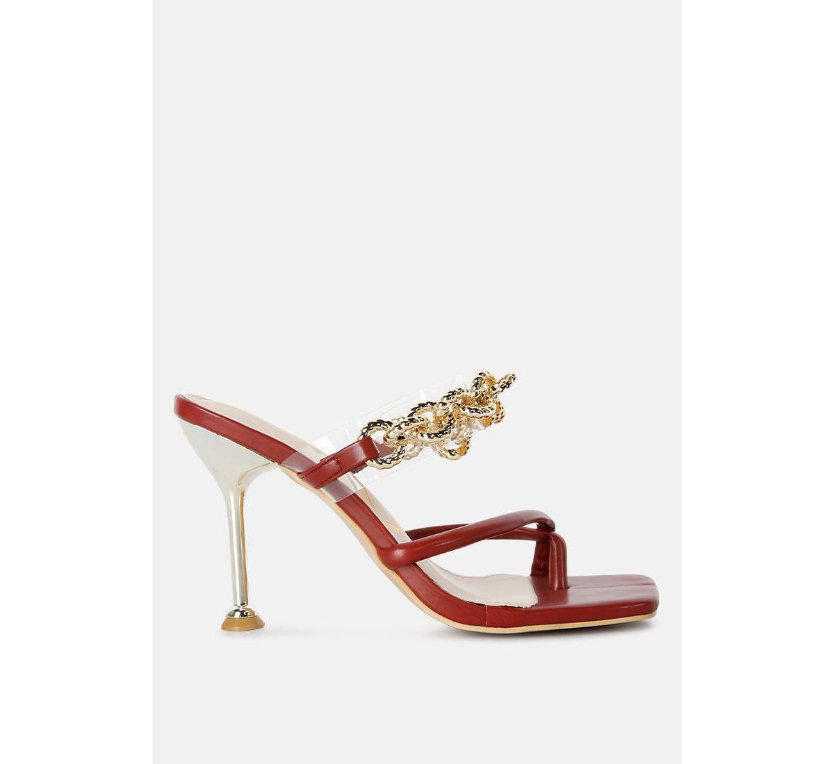 London Rag Social Bee Women's Chain-Link Strap Dress Sandals, Size: 8, Latte Product Image