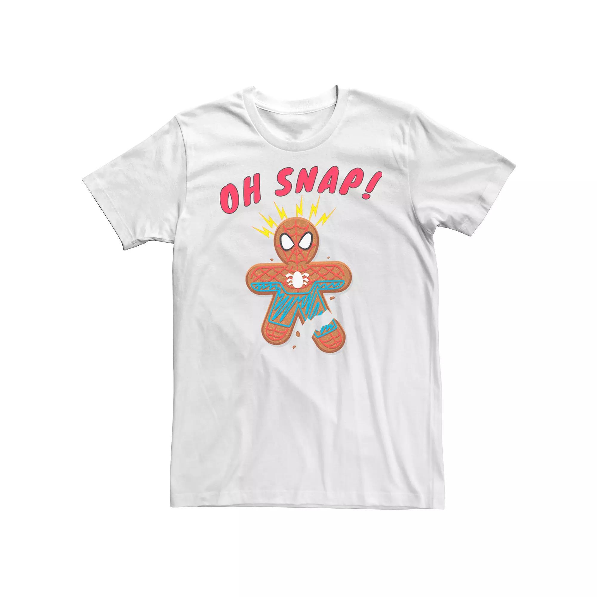 Men's Marvel Spider-Man Oh Snap Gingerbread Cookie Graphic Tee, Size: XL, White Product Image