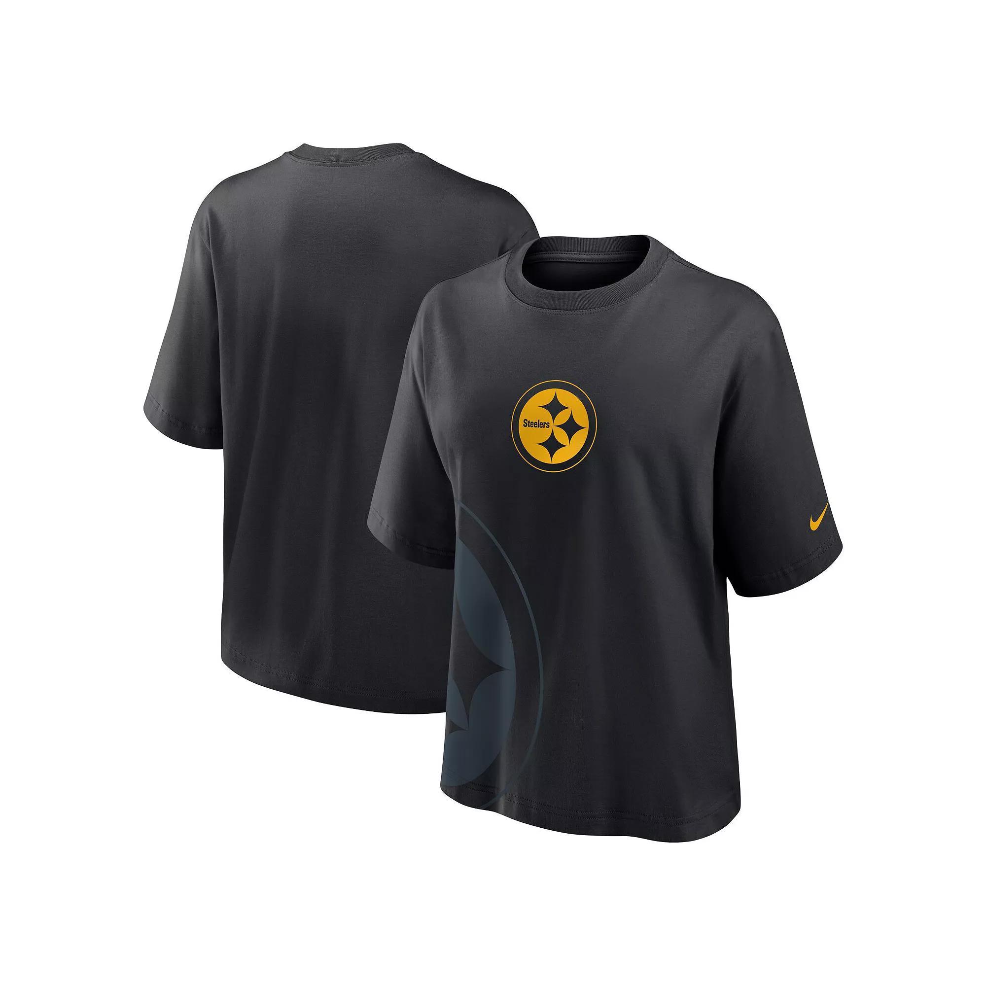 Women's Nike Black Pittsburgh Steelers Boxy T-Shirt, Size: Small Product Image