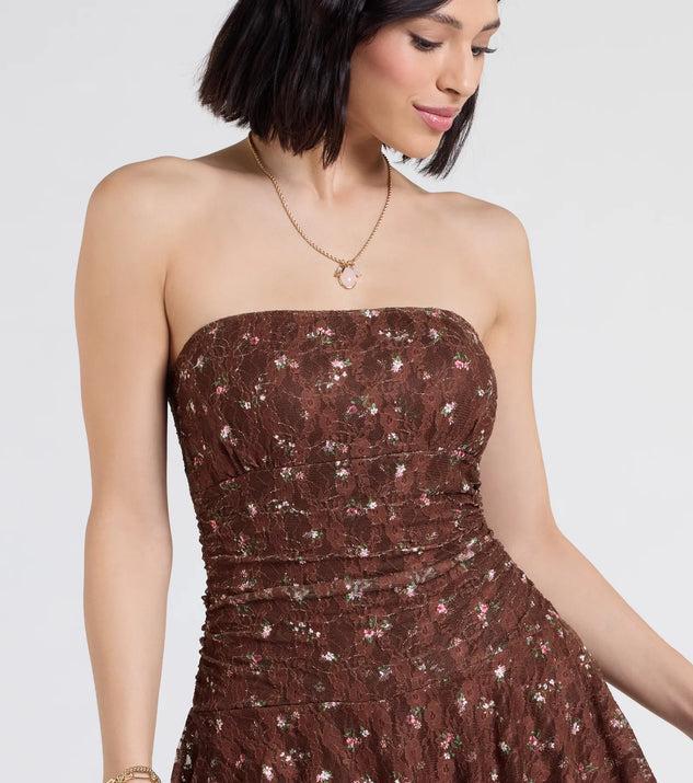 Smell The Roses Strapless Floral Lace Romper Product Image