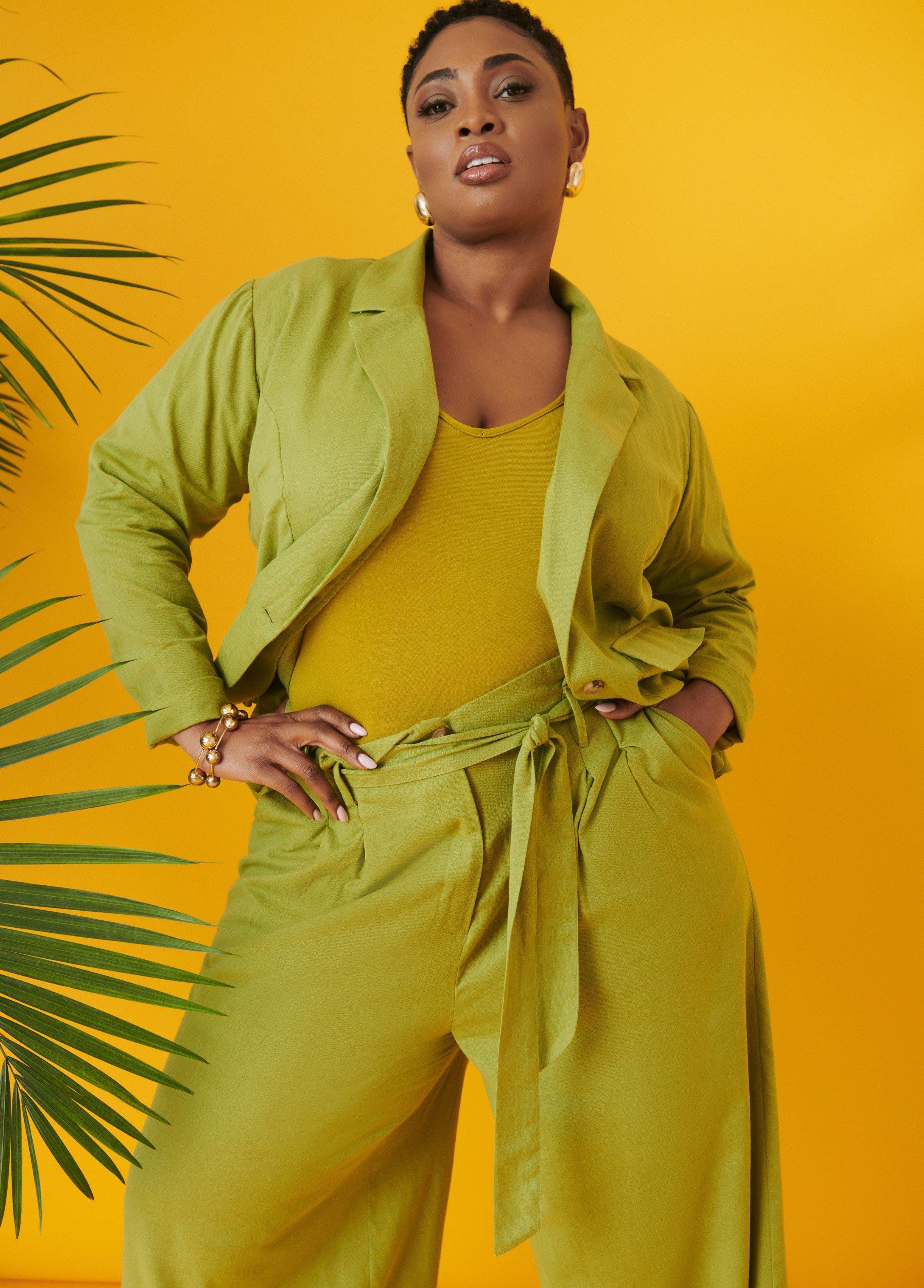 Plus Size Linen Blend Blazer Ashley Stewart Product Image