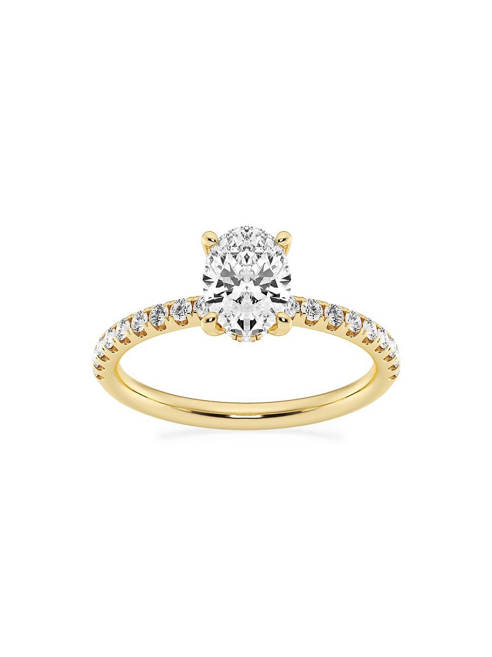 Womens 14K Yellow Gold & Oval Lab-Grown Diamond Hidden Halo Ring/0.80-3.41 TCW Product Image