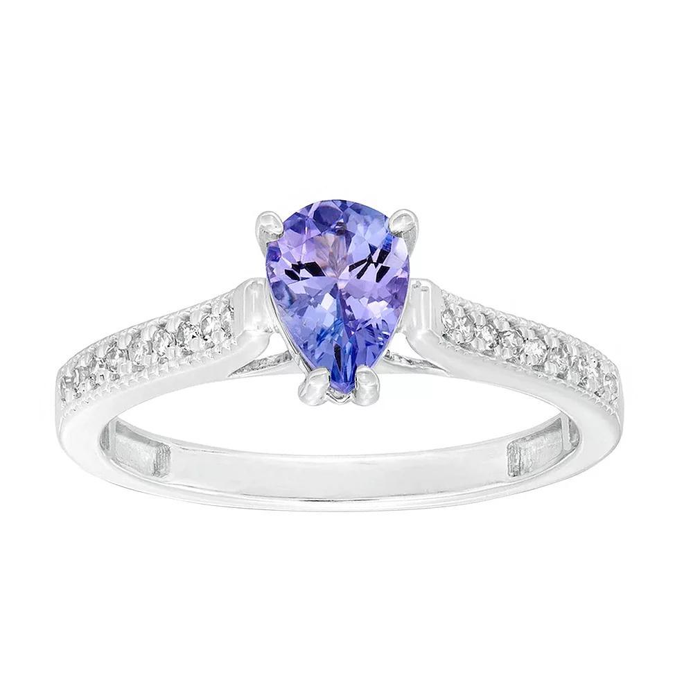 Gemminded 10k White Gold 1/10 Carat T.W. Diamond & Tanzanite Ring, Women's, Size: 6, 10k Whgold Product Image
