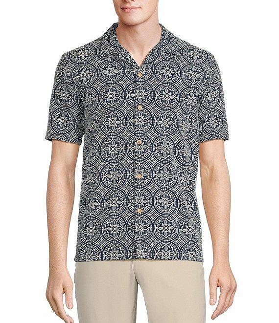 Rowm Tourister Short Sleeve Eyelet Solid Button-Front Shirt Product Image